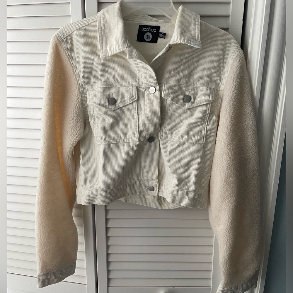 BooHoo jacket, with fake Sherpa sleeves and corduroy bodice. US size 6